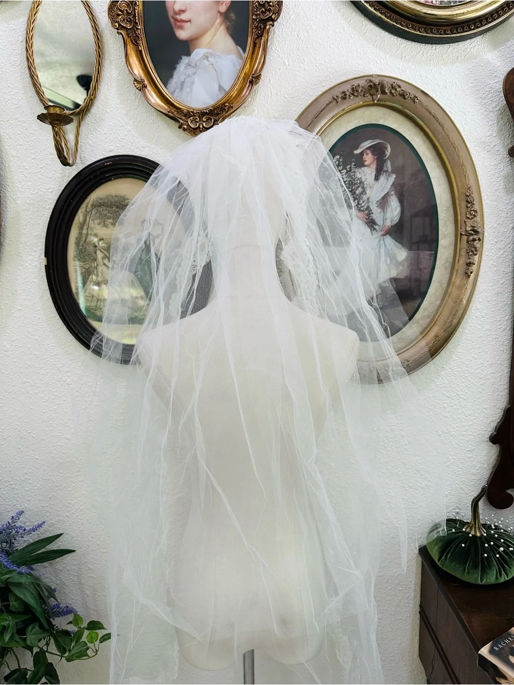 Classic White Lace Bridal Veil with Scalloped Edging